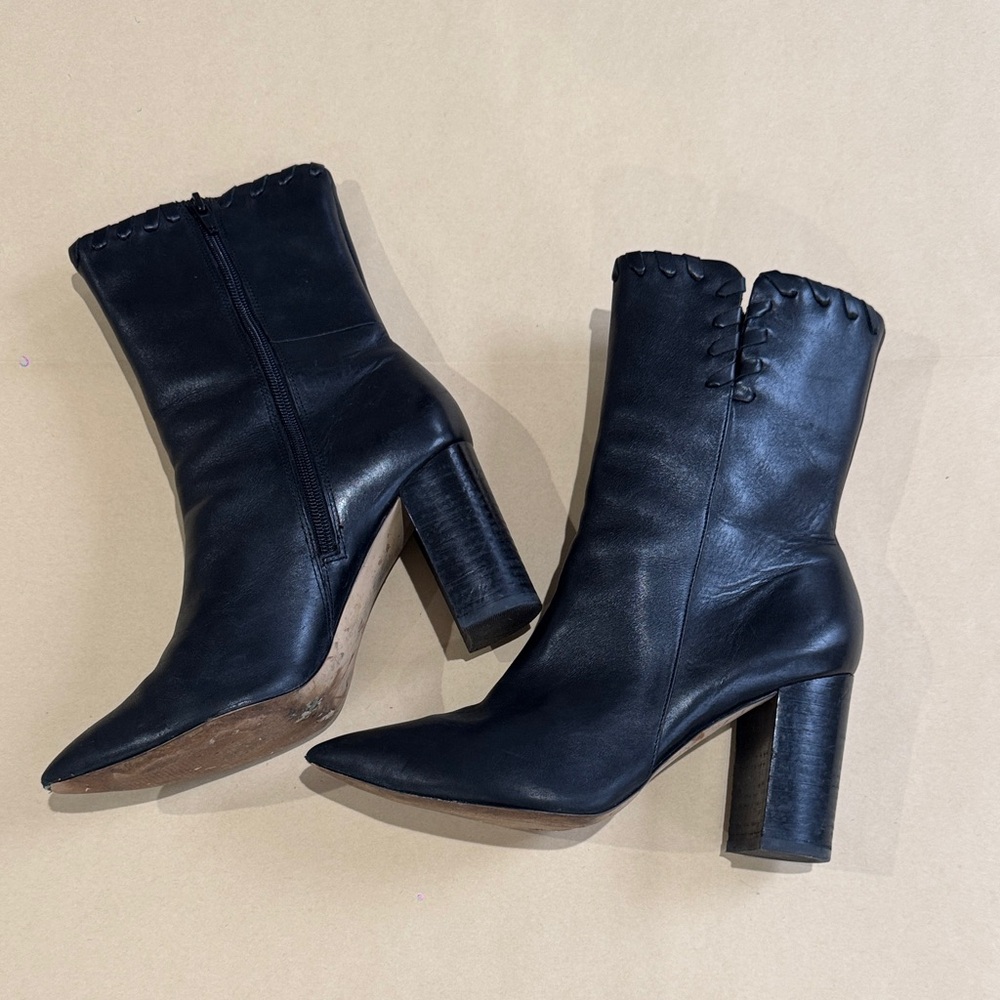 Black Leather Ankle Boots